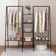 HOMERECOMMEND Clothing Rack Stand, Metal Coat Rack, Coat Rack, Top Rod Metal and Shoe Rack Large Storage Space Black