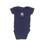 Carter's Short Sleeve Onesie: Blue Print Bottoms - Size 6 Month