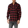 Urban Classics Herren Hemd Checked Flanell Shirt 6 Freizeithemd, Black/red, XL
