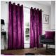 GC GAVENO CAVAILIA Crushed Velvet Curtains For Bedroom, Thermal Insulated Door Curtains, Eyelet Panels, Aubergine, 66x90