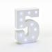 Latitude Run® Mkhitar Wooden LED Freestanding Number 5 Letter Block Wood in Blue/Brown/White | 4 H x 1.25 W x 6 D in | Wayfair