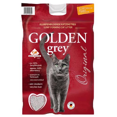 14kg Golden Grey Katzenstreu mit Babypuderduft und hoher Saugkraft