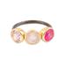 Pretty Trio,'Gold Accent Amethyst & Rose Quartz Cocktail Ring from India'