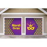 The Holiday Aisle® Mardi Gras Diamonds Door Mural Polyester in Black/Indigo/Yellow | 84 H x 96 W x 1 D in | Wayfair