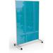 MooreCo Hierarchy Magnetic Free Standing Glass Board, 73.2" x 47.6" Glass/Metal in Gray/Indigo | 73.2 H x 47.6 W x 23.5 D in | Wayfair 84426-BLUE