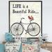 East Urban Home 'Bicycle w/ Cardinals B' - Picture Frame Graphic Art on Canvas Metal in Black | 40 H x 30 W x 1.5 D in | Wayfair