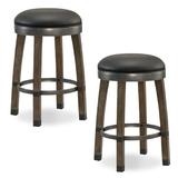 Millwood Pines Coomes Swivel Bar & Counter Stool Wood/Upholstered/Leather in Black | 26 H x 19 W x 19 D in | Wayfair 10118GS/BL