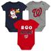 Newborn & Infant Red/Navy/Gray Washington Nationals Born To Win 3-Pack Bodysuit Set