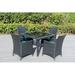 Latitude Run® Lumini Square 4 - Person 40" Long Outdoor Dining Set w/ Cushions Glass/Wicker/Rattan in Black | 28.5 H x 40 W x 40 D in | Wayfair