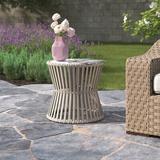 Dovecove Stennis Outdoor Side Table Stone/Concrete/Wicker/Rattan in Gray | 19.5 H x 19.5 W x 19.5 D in | Wayfair C0CF3BA6D4A043CAB65EE1604ED95F20