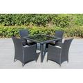 Latitude Run® Lumini Square 4 - Person 40" Long Outdoor Dining Set w/ Cushions Glass/Wicker/Rattan in Black | 28.5 H x 40 W x 40 D in | Wayfair