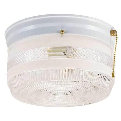 Westinghouse 67345 - 2 Light White Finish Ceiling Light Fixture with Pull Chain (2 Light Flush with Pull Chain, White Finish)