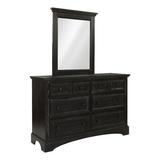 Charlton Home® Barbagallo 6 Drawer Double Dresser w/ Mirror Wood in Black/Brown | 63.25 H x 56 W x 18.5 D in | Wayfair