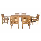 Rosalind Wheeler Alissa 7 Piece Teak Outdoor Dining Set Wood/Teak in Brown/White | 29 H x 65 W x 36 D in | Wayfair 7C83041619F345A48DCE7B8BB0B4A5C4