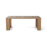 Rosecliff Heights Lochlan Teak Outdoor Coffee Table Wood in Brown/White | 18 H x 50 W x 26 D in | Wayfair C99F97029346471A83405F7F4304EBE0