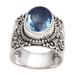 Glorious Vines,'Blue Topaz and Sterling Silver Single Stone Ring from Bali'