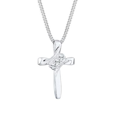 Elli - Kreuz Symbol Kristalle 925er Silber Ketten 1 ct Damen (49.99 € / 1 ct)