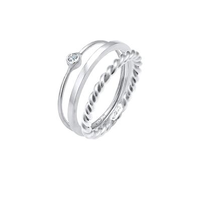 Elli - Ringset Solitär 925 Silber, mit Kristallen von Swarovski® Ringe 1 ct Damen (49.99 € / 1 ct)