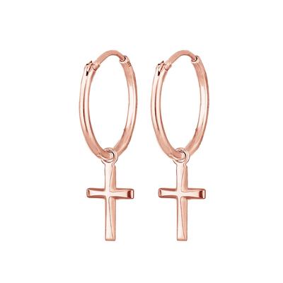 Elli Creolen Hänger Kreuz Glaube Religion 925 Silber Rosegold Damen