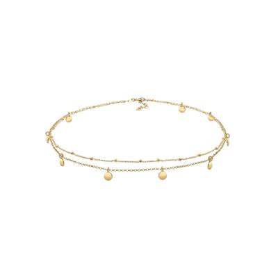 Elli Choker Layer Look Kugelkette Plättchen 925 Silber goldfarben Damen