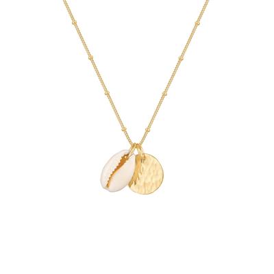 Elli Kauri Muschel Plättchen Kugelkette 925 Silber goldfarben Damen
