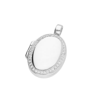 Giorgio Martello Milano - Anhänger Medaillon oval mit Zirkonia, Silber 925 Charms & Kettenanhänger 1 ct Silber Damen