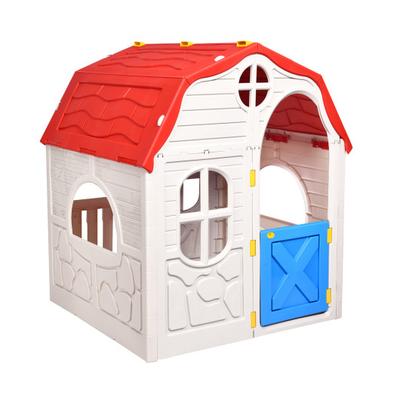 Costway Kids Cottage Playhouse Foldable Plastic In...