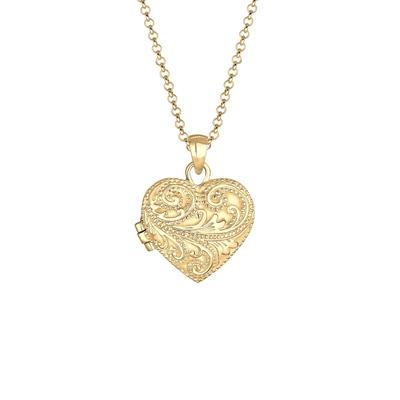 Elli PREMIUM - Herz Ornament Amulett Medaillon Liebe 925 Silber Ketten Damen