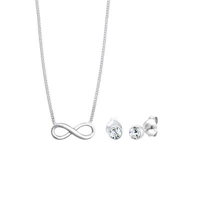 Elli - Infinity Symbol Kristalle 925 Silber Schmuck-Set Damen