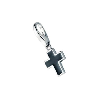 Giorgio Martello Milano - Charm schwarzes Kreuz, Silber 925 Charms & Kettenanhänger 1 ct Schwarz Damen