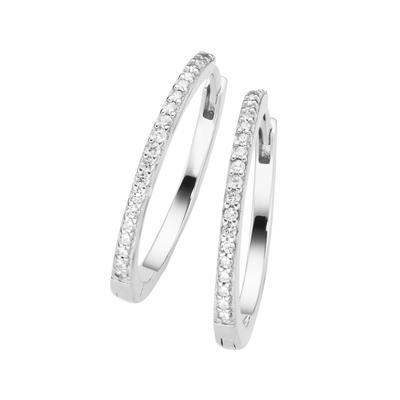 Giorgio Martello Milano Klappcreolen mit Zirkonia, Silber 925 ca.Ø 24mm Weiss Damen