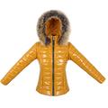 Parsa Fashions Womens Wet Look Vinyl PVC PU Faux Leather Shiny Puffer Bubble Jacket S to XXL (S, Mustard)