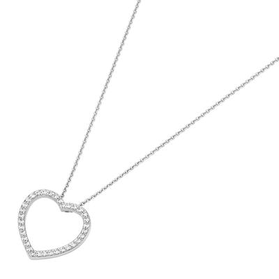 Giorgio Martello Milano Kette Herz mit Zirkonia, Silber 925 45 cm Weiss Damen