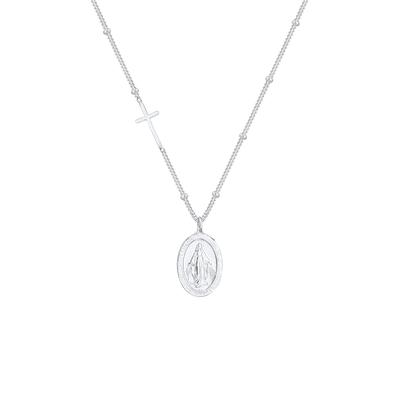 Elli - Kreuz Kugeln Marienbild 925 Silber Ketten 1 ct Damen