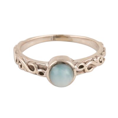 Sky Globe,'Wave Pattern Larimar Solitaire Ring from India'