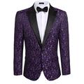 JINIDU Men's Floral Party Dress Suit Stylish Dinner Jacket Wedding Blazer Prom Tuxedo, Purple, XS