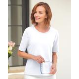 Appleseeds Women's Prima™ Cotton Ultimate Elbow-Sleeve Tee - White - 2X - Womens