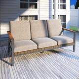 Wade Logan® Bertolde 76" Wide Outdoor Patio Sofa w/ Cushions Wicker/Rattan/Metal/Olefin Fabric Included/Rust - Resistant Metal in Gray | Wayfair