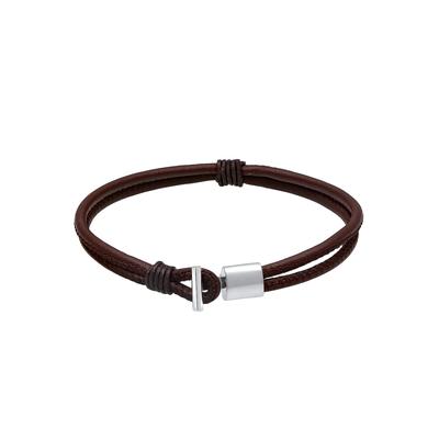 KUZZOI Herren Echtleder Knoten Haken Schwarz 925er Silber 20