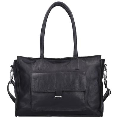 Cowboysbag Edgemore Schultertasche Leder 41 cm Laptopfach black Schwarz Damen