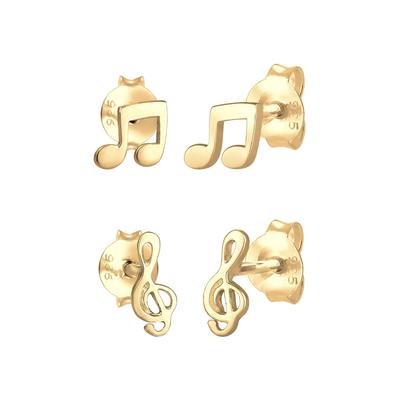 Elli - 2er Stecker Set Notenschlüssel Note 925 Silber Ohrringe 1 ct Damen (39.89 € / 1 ct)