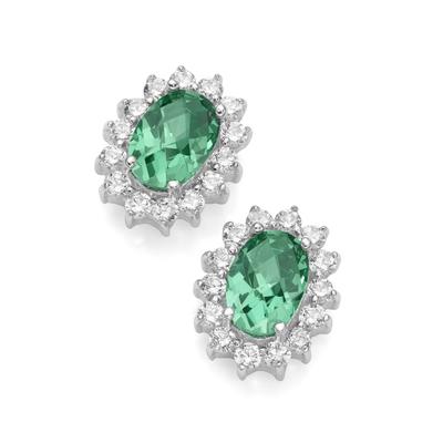 Smart Jewel - Ohrstecker elegant, farbige Steine und weiße Zirkonia, Silber 925 Ohrringe Grün Damen