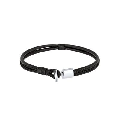 KUZZOI Herren Echtleder Knoten Haken Schwarz 925er Silber 20 Image