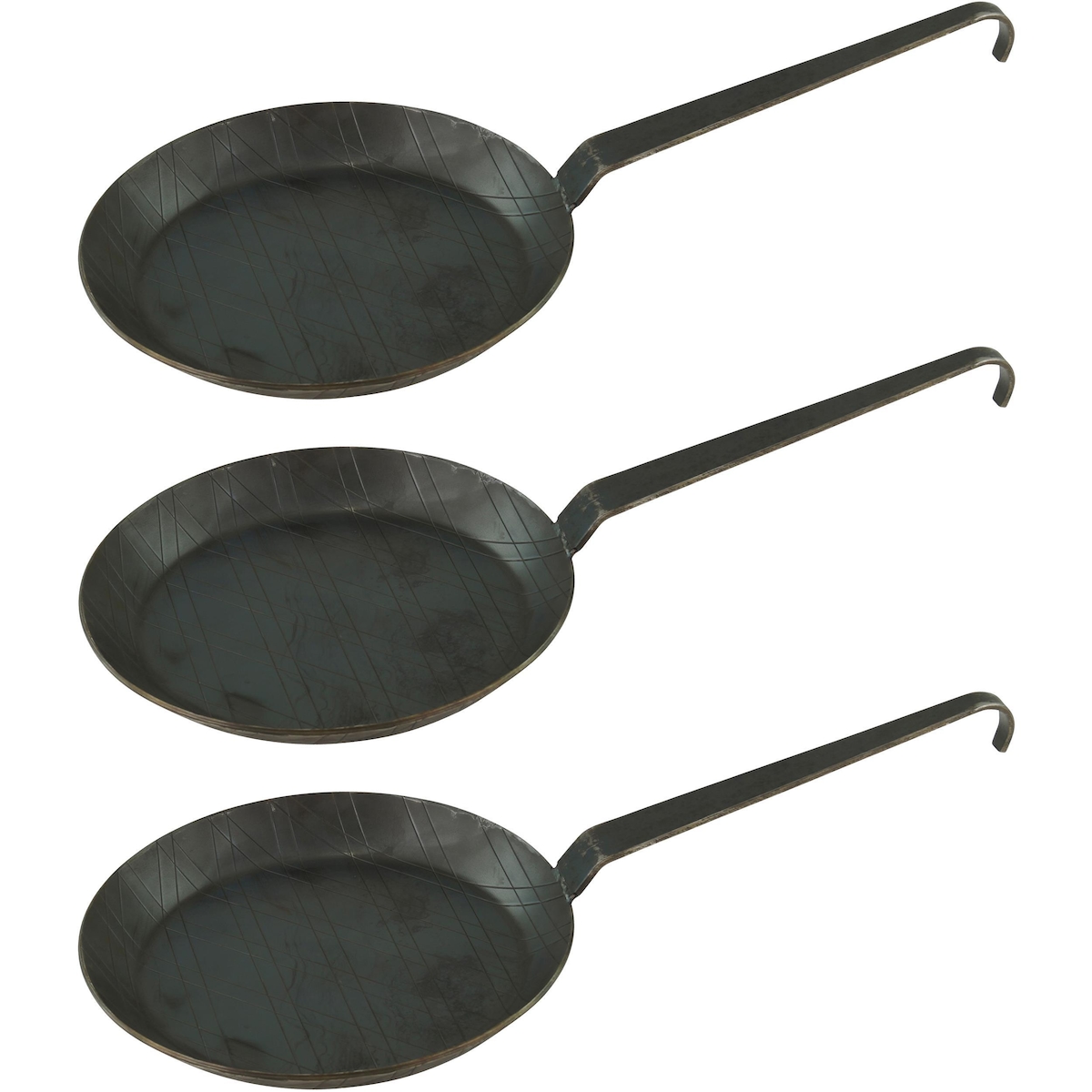 GVK ECO Schmiedeeiserne Brat- und Servierpfanne 3 Stück Ø 20 cm mit Hakenstiel Image