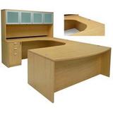 Maple Conference U-Shaped Workstation w/Hutch & Curved Bridge