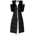 Linkay Womens Coat Outerwear Fur Hooded Coat Long Cotton-Padded Zipper Jackets Pocket Coats Black, XXL