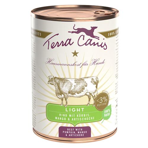 Sparpaket: 12x400g Terra Canis Light Rind mit Kürbis, Mango und Artischoke Hundefutter nass