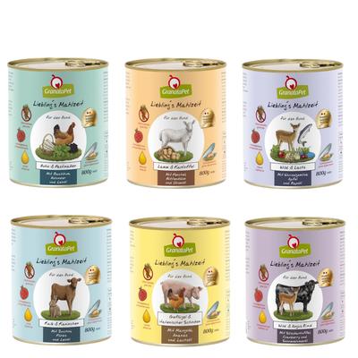 24x800g Mix I: 6 Sorten Liebling's Mahlzeit GranataPet Hundefutter