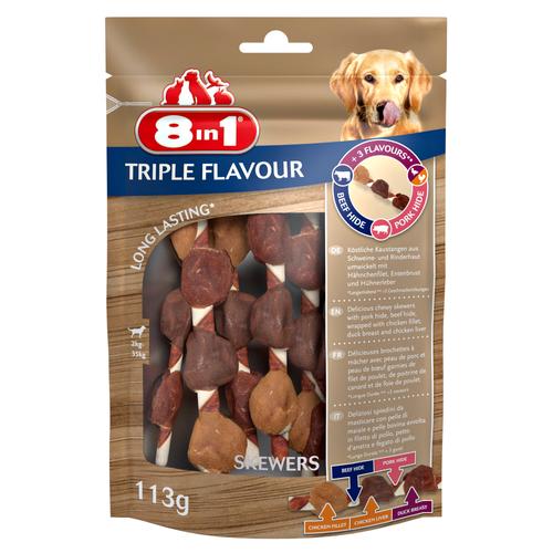 3 x 113 g (18 Stück) 8in1 Triple Flavour Skewers Ergänzungsfuttermittel Hund