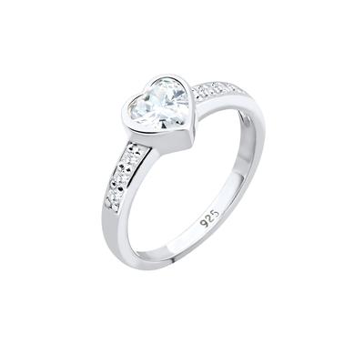 Elli - Herz Symbol Verlobung Zirkonia 925 Sterling Silber Ringe 1 ct Damen